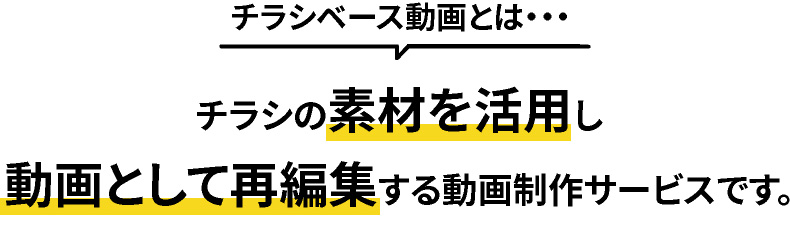 チラシベース動画とは…チラシの素材を活用し動画として再編集する動画制作サービスです。