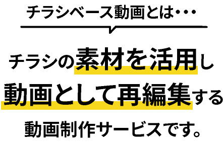 チラシベース動画とは…チラシの素材を活用し動画として再編集する動画制作サービスです。