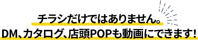 チラシだけではありません。DM、カタログ、店頭POPも動画にできます！